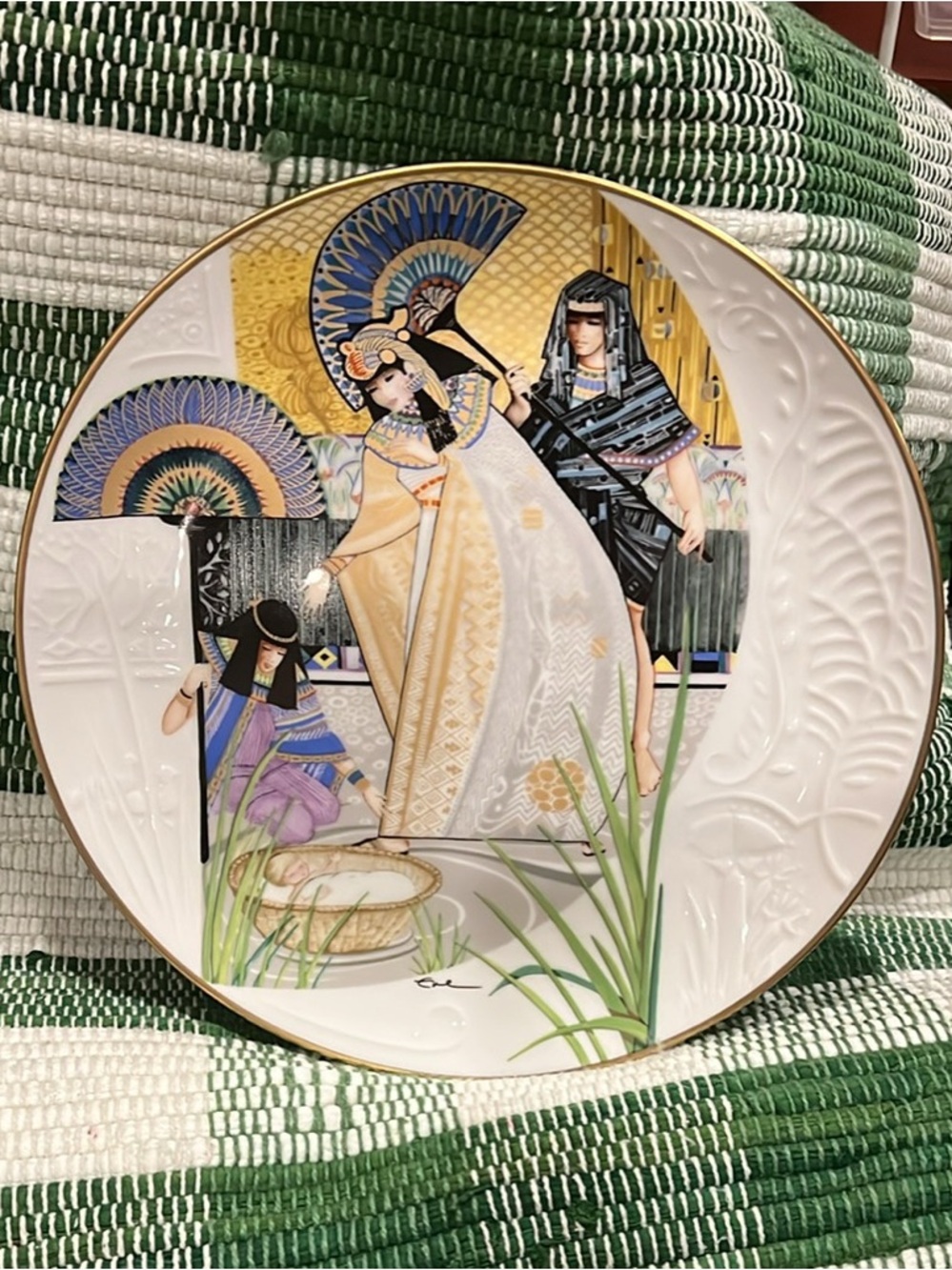 Knowles Decorative Plate with Gold, White, Blue, Green and Purple Accents